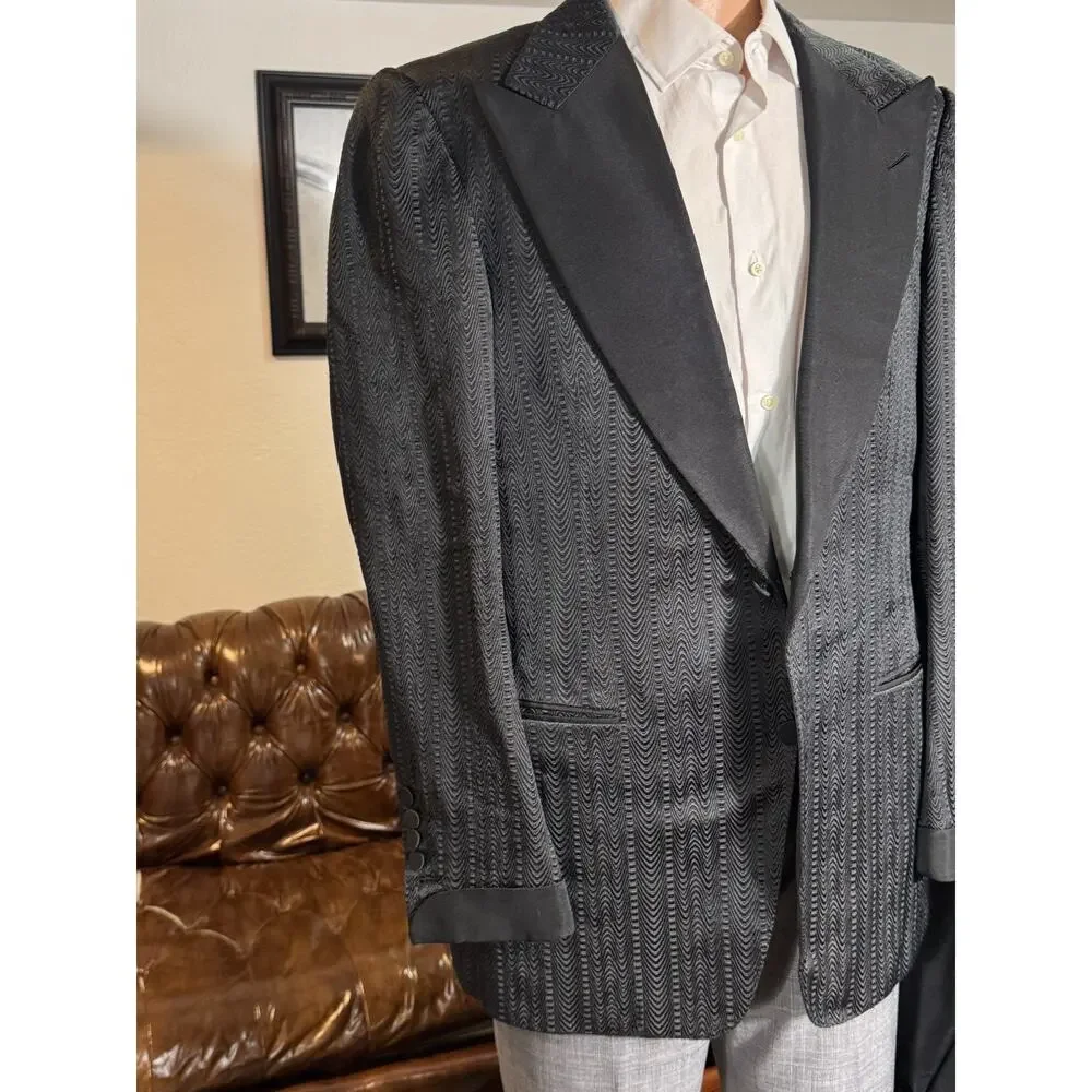 Tom Ford Dinner Jacket Tuxedo Set Peak Lapels Grossgrain Black 52 42 35x32 Pants
